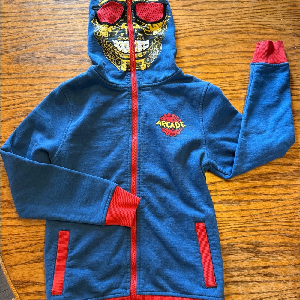 Arcade Kids Hoodie with Blue and Red Accents